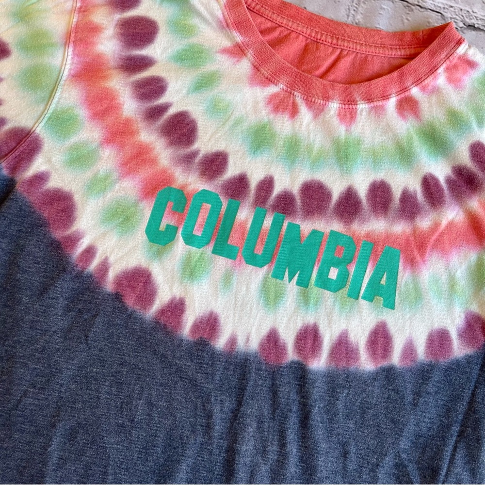 Columbia Omni-Wick Tie Dye Logo T-Shirt Gorpcore Womens Top Small - Picture 5 of 10